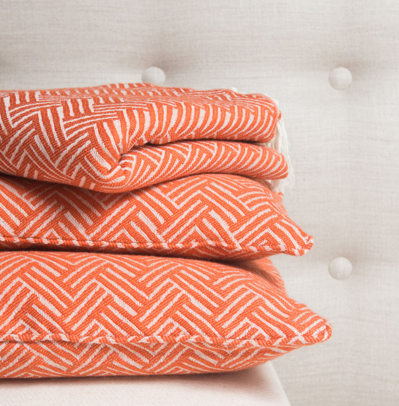 Plaid Blanket Wool Vienna Deep Orange 160x250cm – Lantara