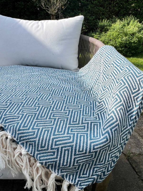 Tagesdecke Plaid Athene – Petrolblau – 150 x 250 cm – Lantara
