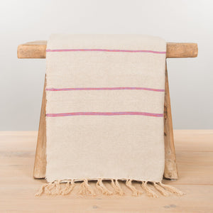 Grand foulard Sprei Nomade - Beige Donkerroze streep- 230x280cm