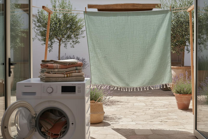 grand foulard hangend laten drogen