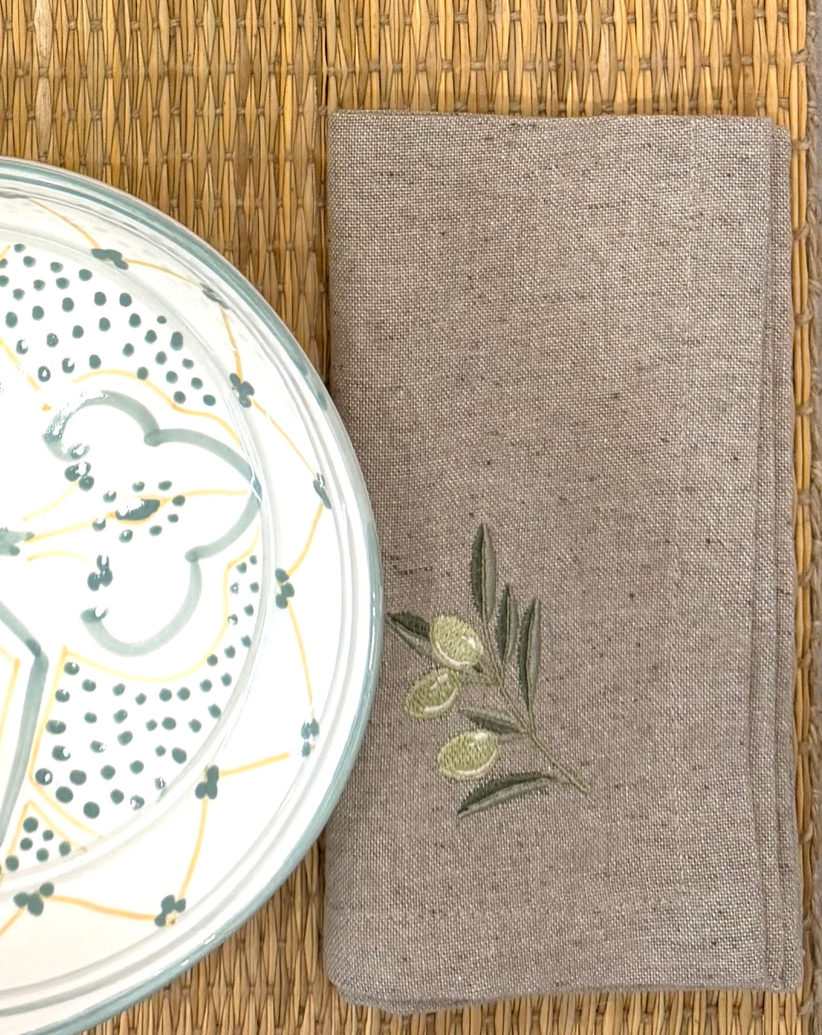 Servet Linnen Beige - Olijf