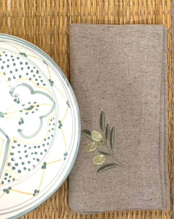Servet Linnen Beige - Olijf