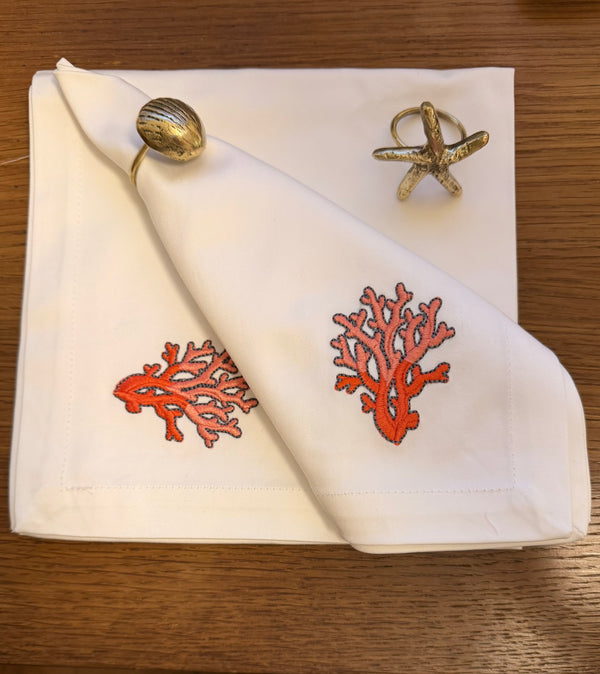 Servet Katoen Marine - Wit