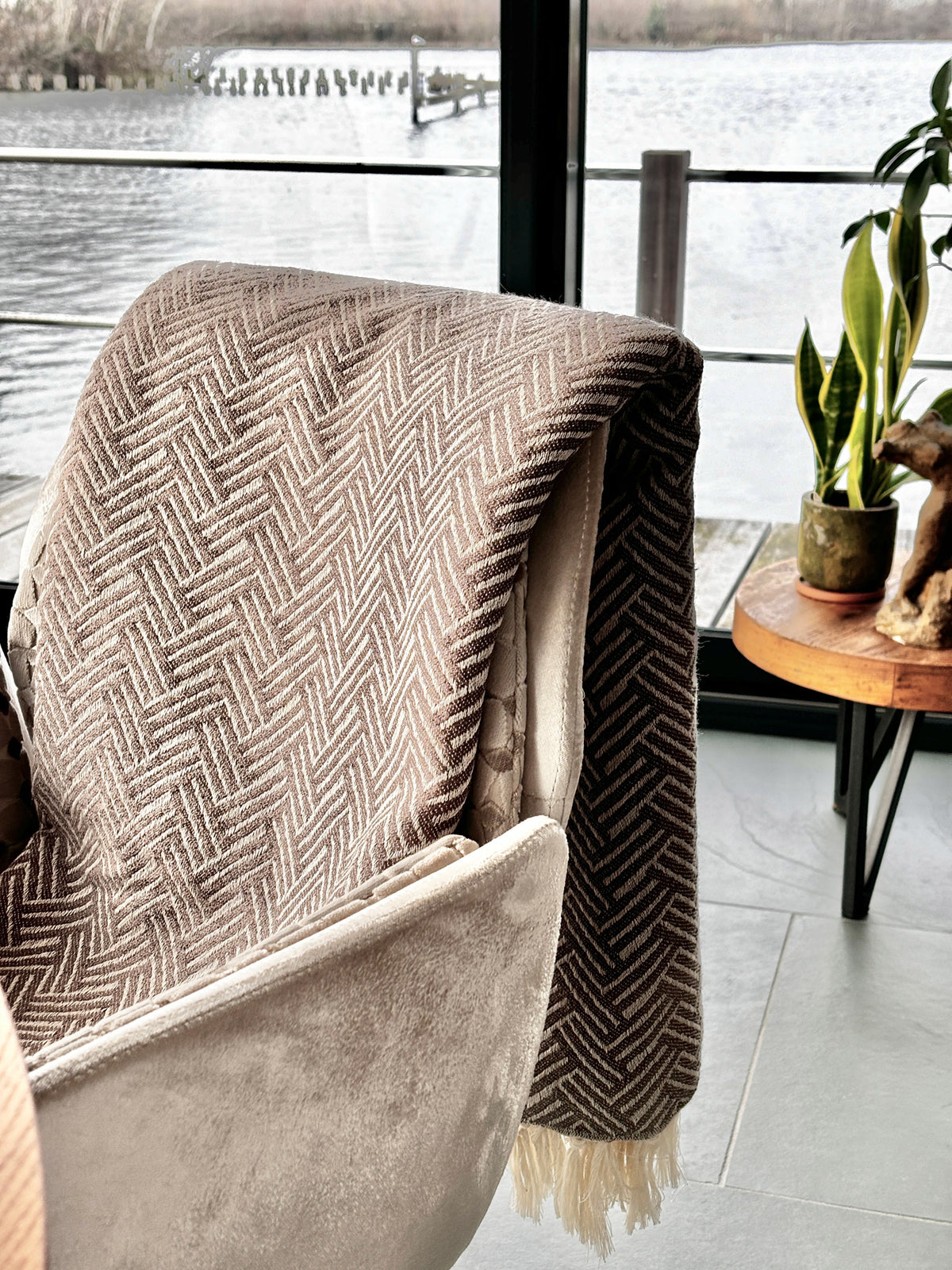 Plaid Blanket Wool - Vienna - Taupe - 150x250cm