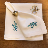 Servet Katoen Marine - Wit