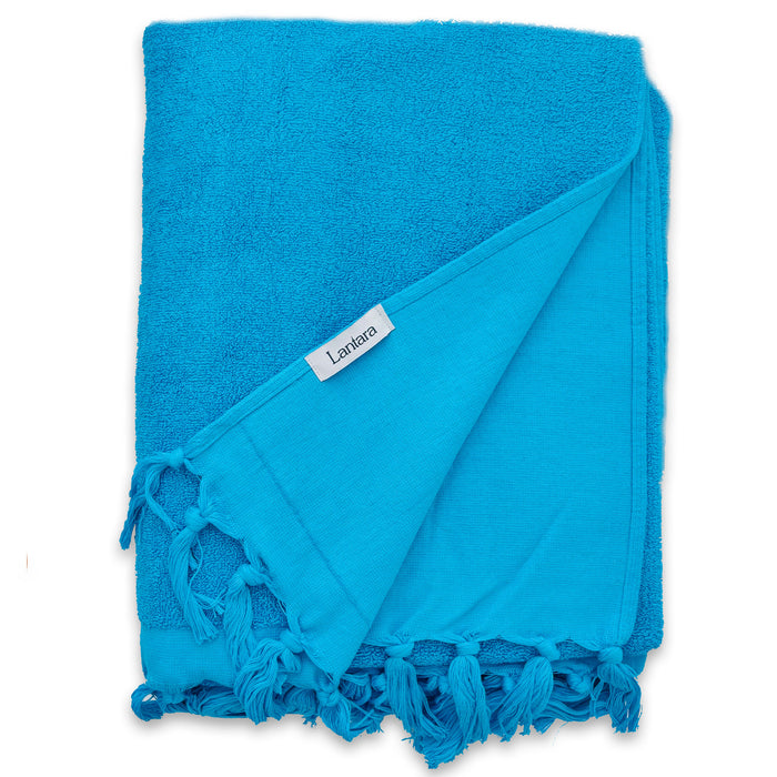 Turquoise blauw Hamamdoek met badstof