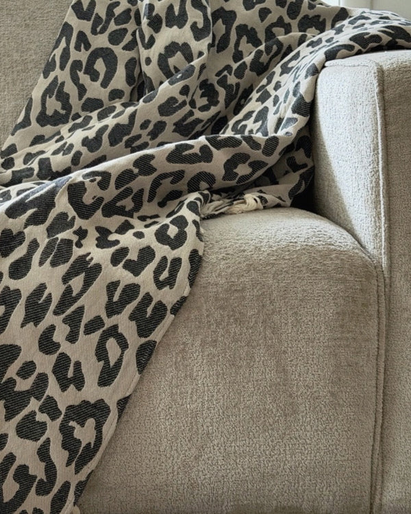 Plaid Panter Sprei - Beige Zwart - 150x250cm