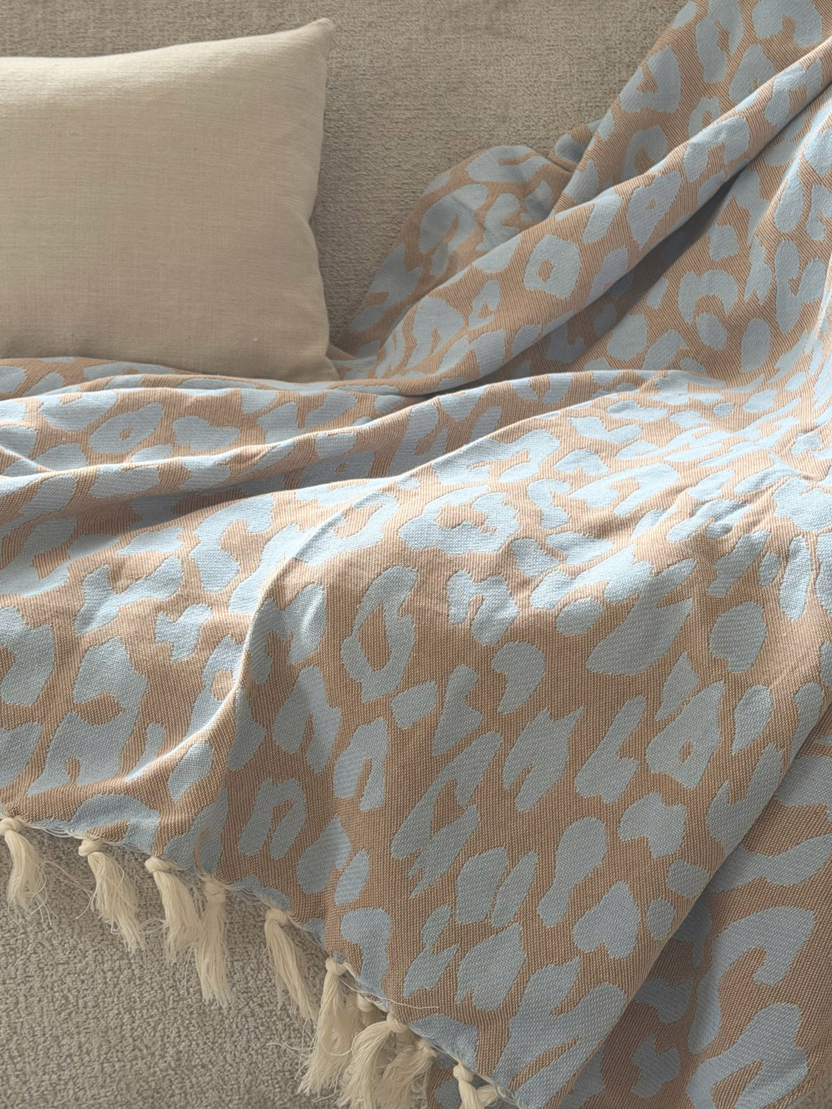 Plaid Panter Sprei - Caramel Blauw - 150x250cm