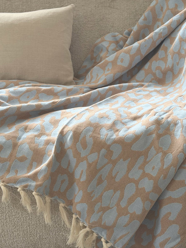 Plaid Panter Sprei - Caramel Blauw - 150x250cm