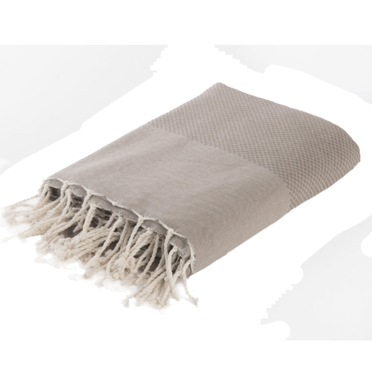 Kariertes oder großes Foulard aus Baumwolle – Taupe – 190 x 300 cm