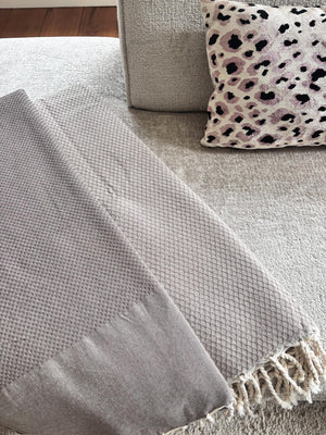 Taupe Plaid grand foulard op Beige Zand bank