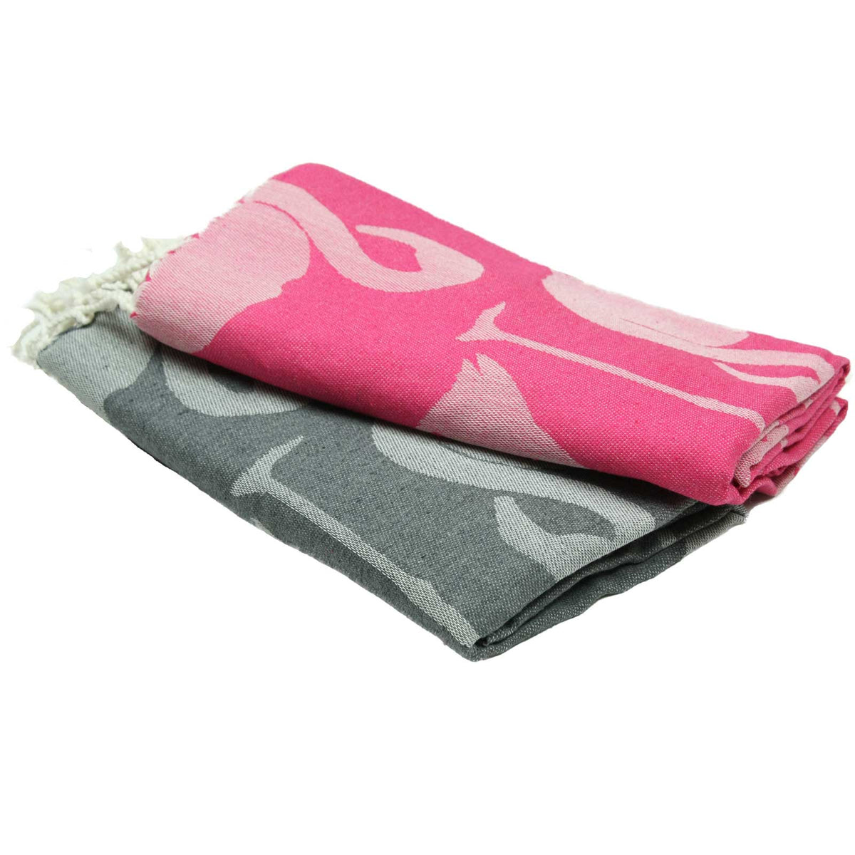 Hammam towel terry cloth - White with Red Coral - 95x190cm
