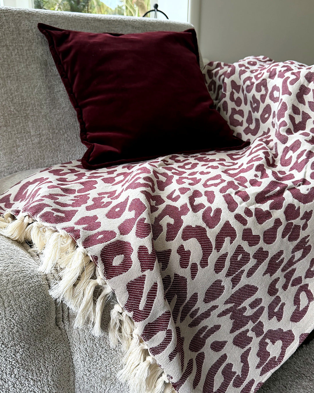 Plaid Panter Sprei - Bordeaux Donkerrood - 150x250cm
