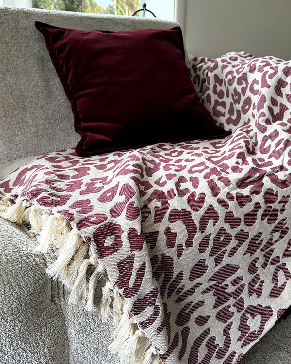 Plaid Panter Sprei - Bordeaux Donkerrood - 150x250cm