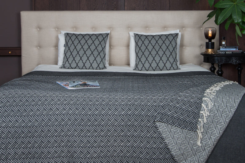 Plaid Blanket Wool - Vienna - Black - 160x250cm