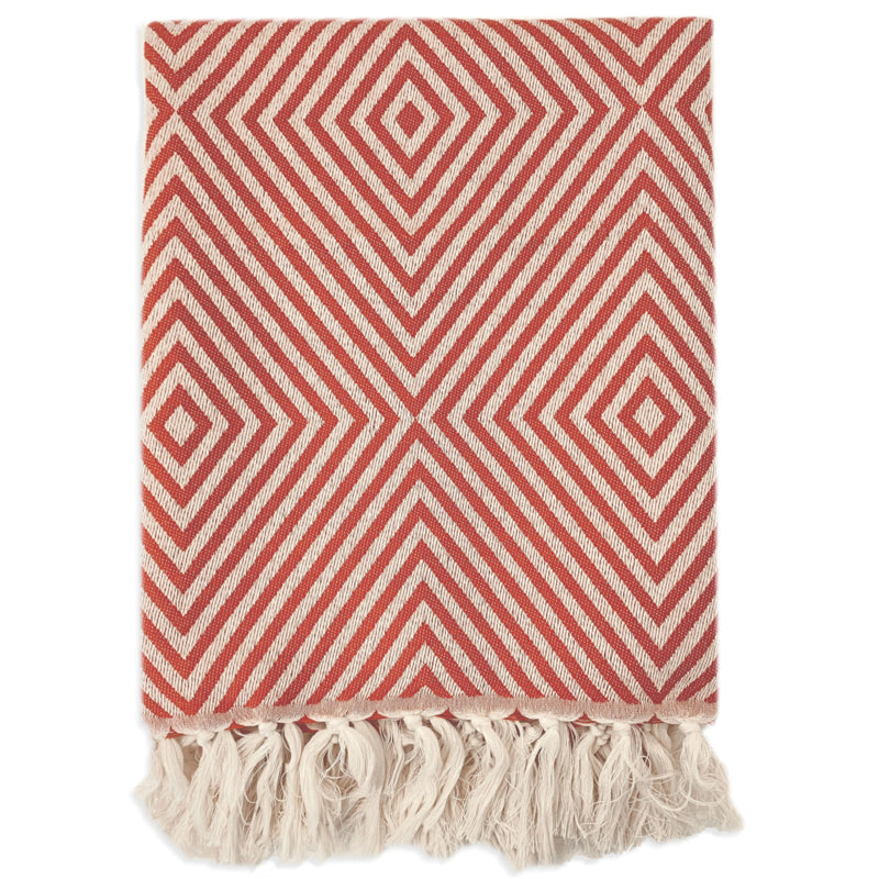 Plaid Blanket Oslo Wool Cotton - Deep Orange - 120x150cm