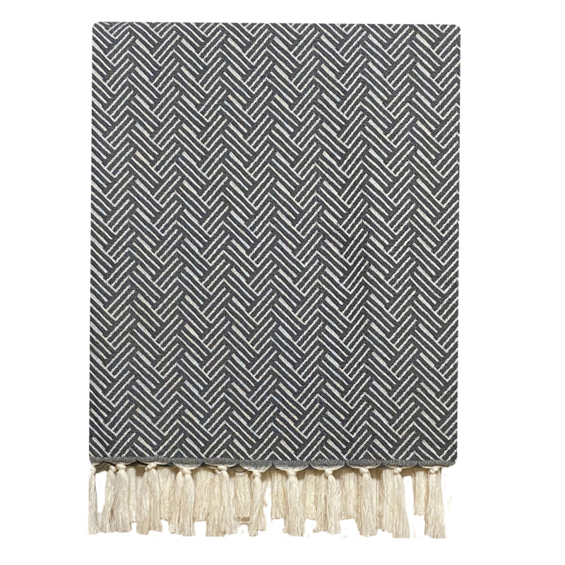 Karierte Decke aus Wolle – Wien – Dunkelgrau – 160 x 250 cm
