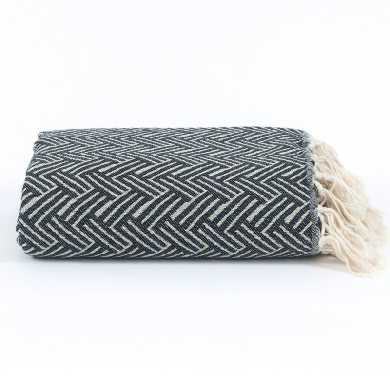 Plaid Blanket Wool - Vienna - Black - 160x250cm