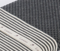 Hamamtuch Waffel – Schwarz mit ecrufarbenen Streifen – 100 x 200 cm