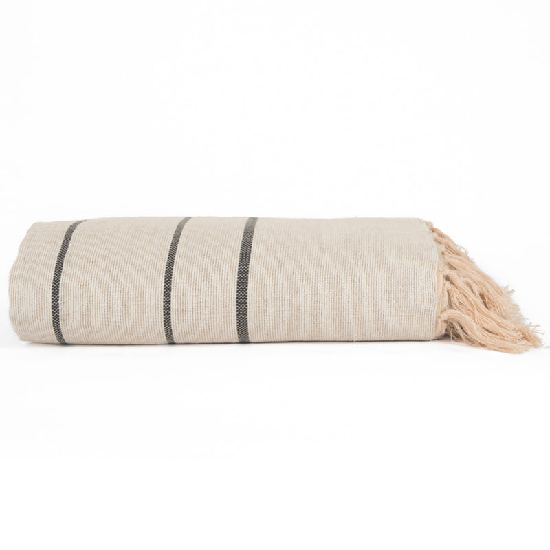 Grand foulard Sprei Nomade - Beige Zwart streep- 230x280cm