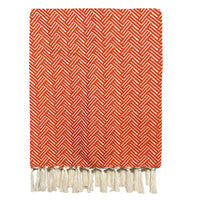 Karierte Decke aus Wolle – Wien – Tieforange – 160 x 250 cm