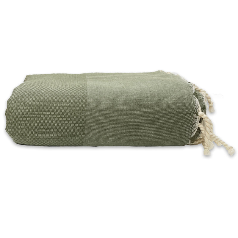 Olijfgroene grand foulard (plaid)