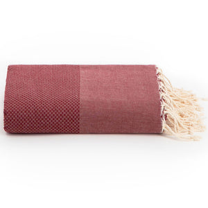 Rode grand foulard plaid van gerecycled katoen 190x300cm | Lantara