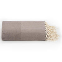 Taupe grand foulard plaid van katoen met wafelstructuur