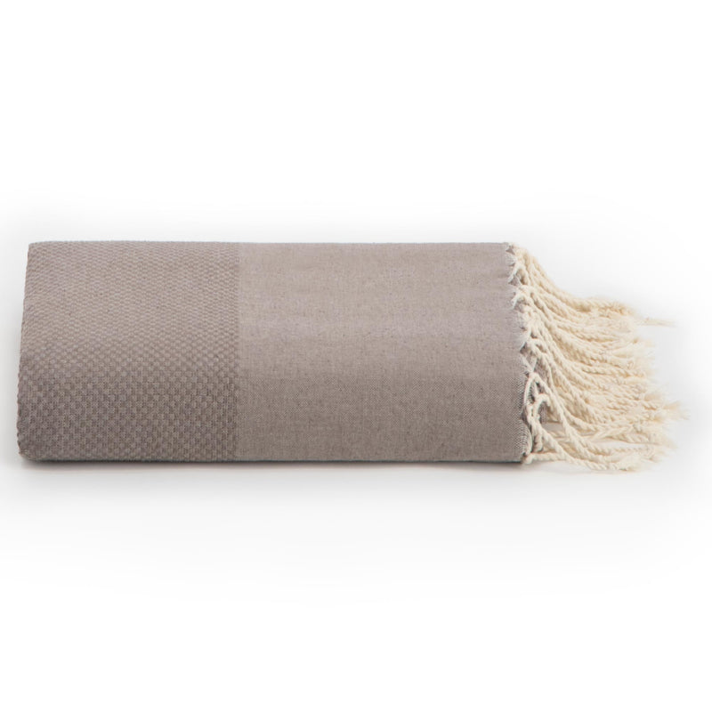 Taupe grand foulard plaid van katoen met wafelstructuur