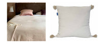 Zand beige grand foulard of sprei met bijpassend kussen