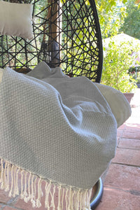 Plaid or throw cotton - Ottoman - Light gray - 190x300cm (LANTARA)