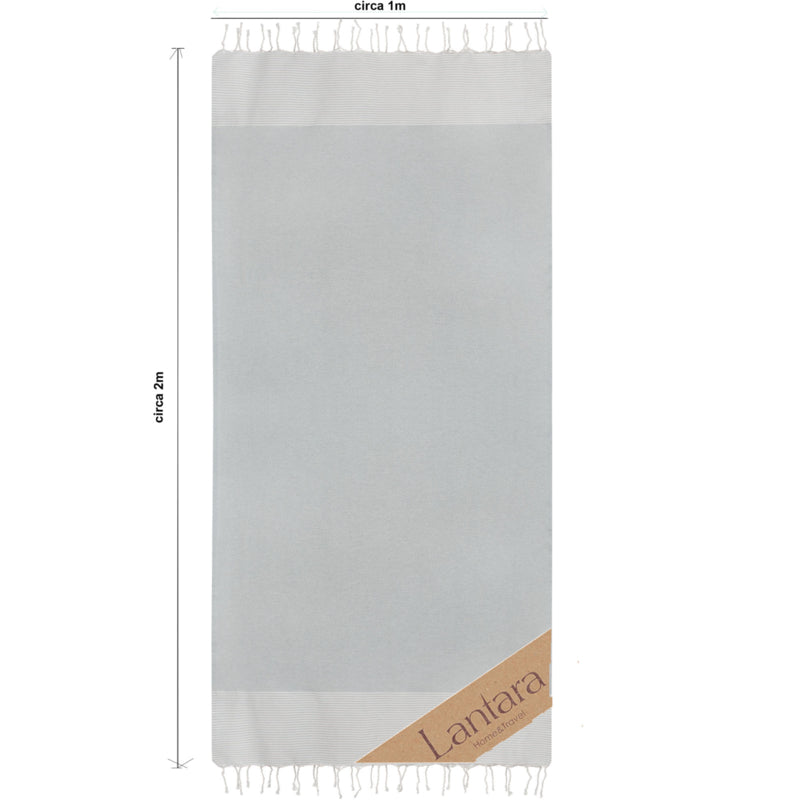 Hamamdoek Wafel - gemeleerd grijs met ecru streepjes - 100x200cm