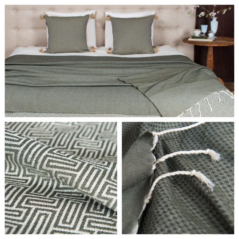 Bedspread Plaid Athene - Moss green - 150x250cm