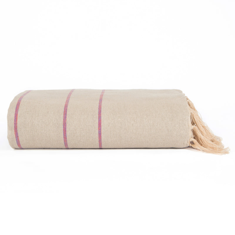 Throw Bedspread Nomade - Beige Dark pink stripe - 230x280cm